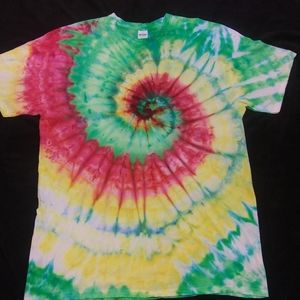 Handmade adult XL tie dye. Ice dye swirl design